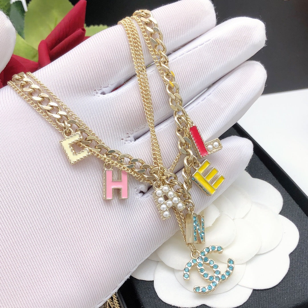 18K  Chanel Color Typo Necklace