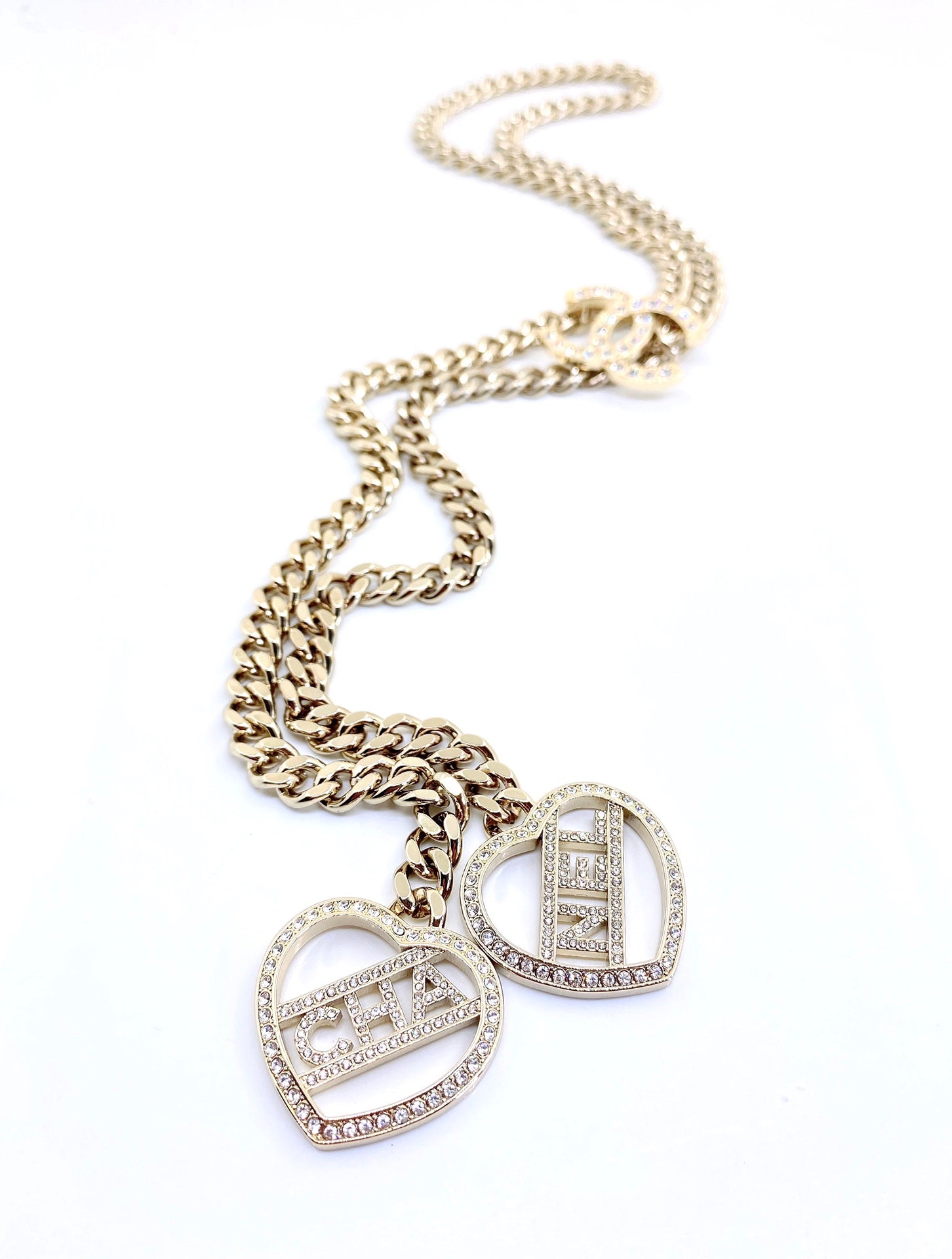 18K  Chanel Heart Chain Necklace