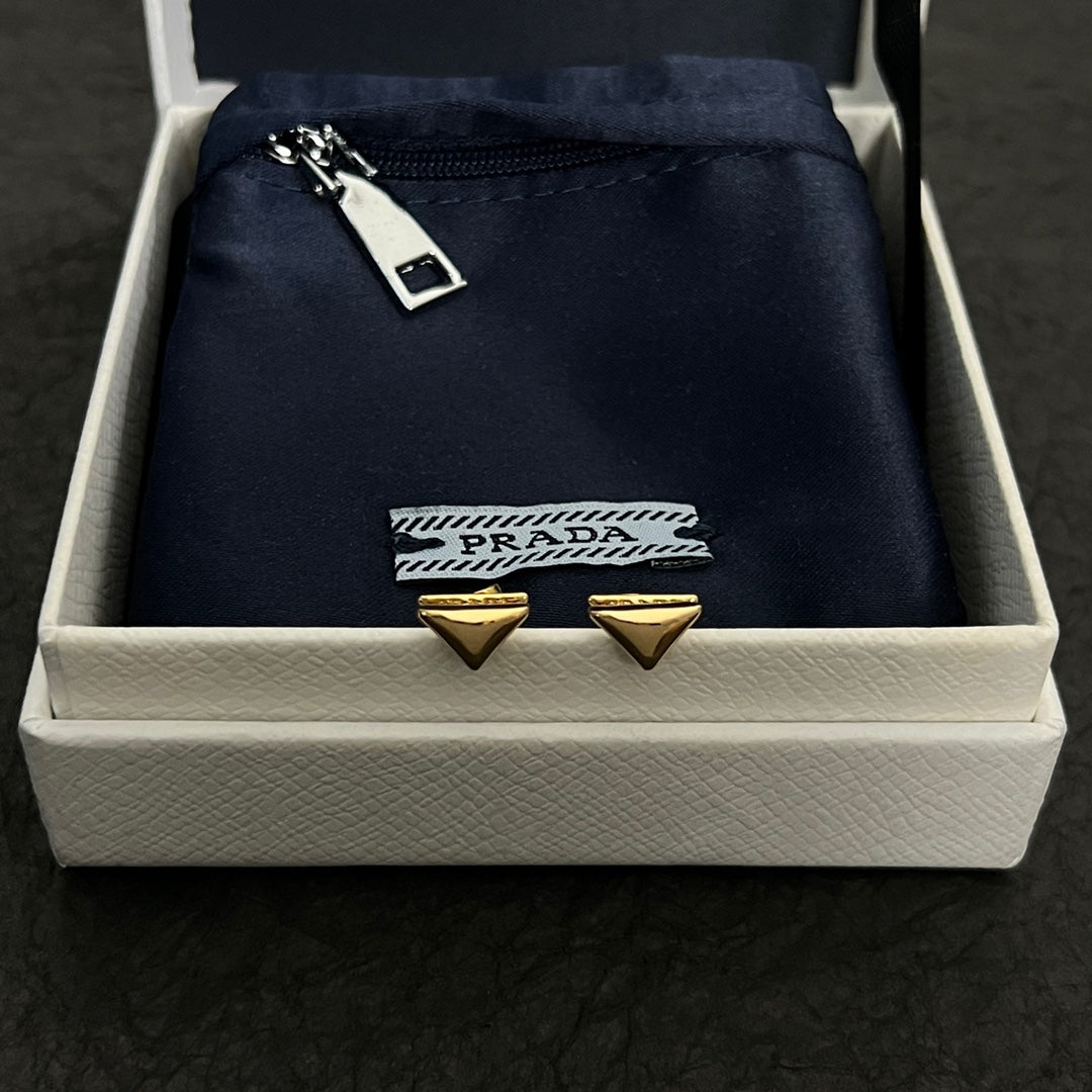 18K Prada Triangle Earrings