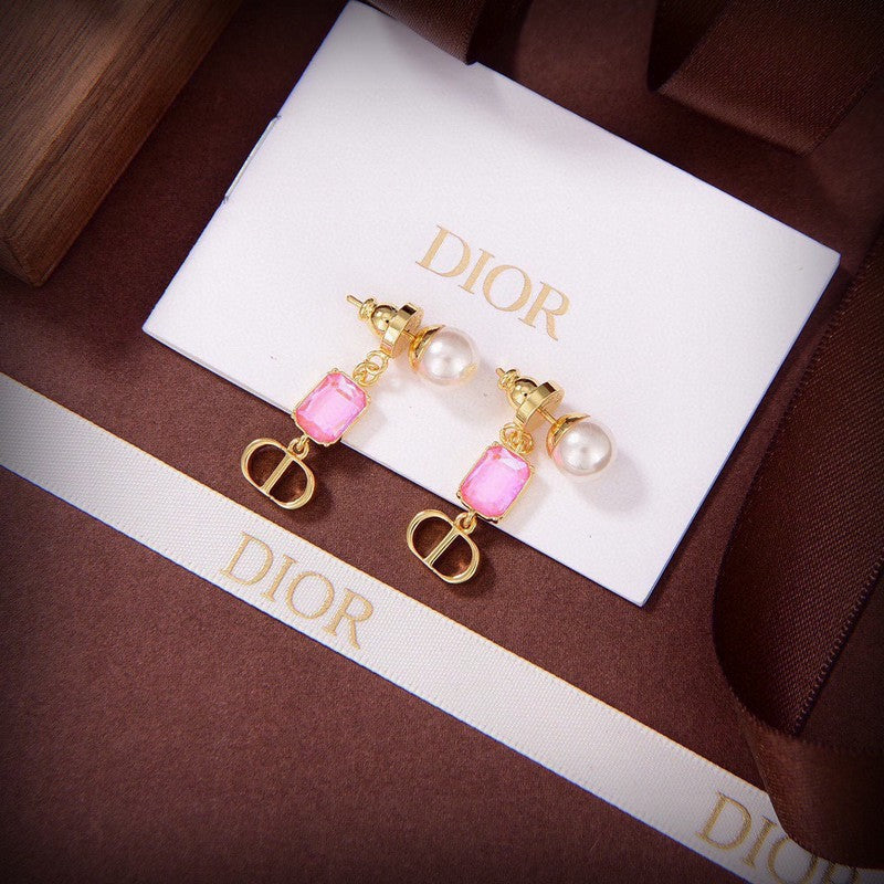 18K Petit Dior Crystal Earrings