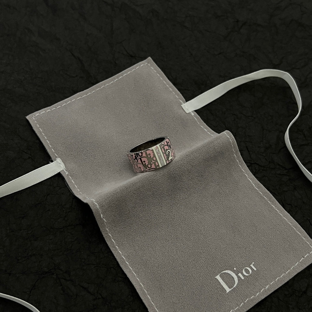 18K Dior Monogram Enamel Ring