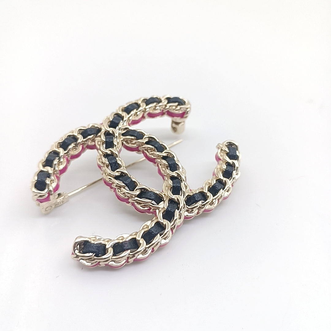 18K  Chanel Leather Pink Brooch