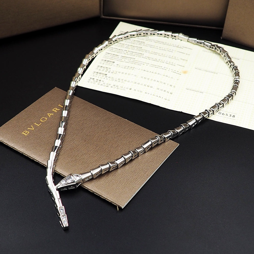 18K BVLGARI Serpenti Viper Demi-Pave Diamonds Necklace