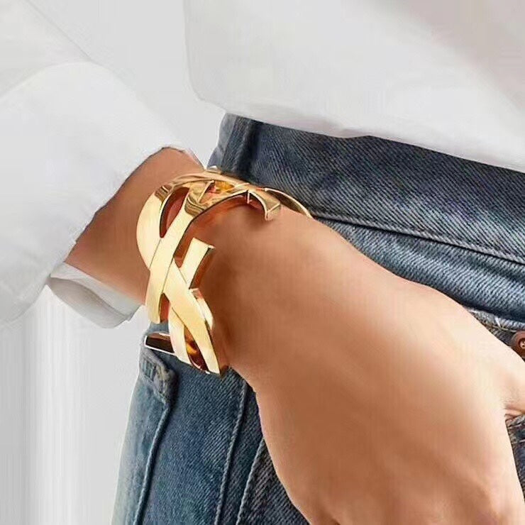 18K YSL Monogram Cuff Bracelet