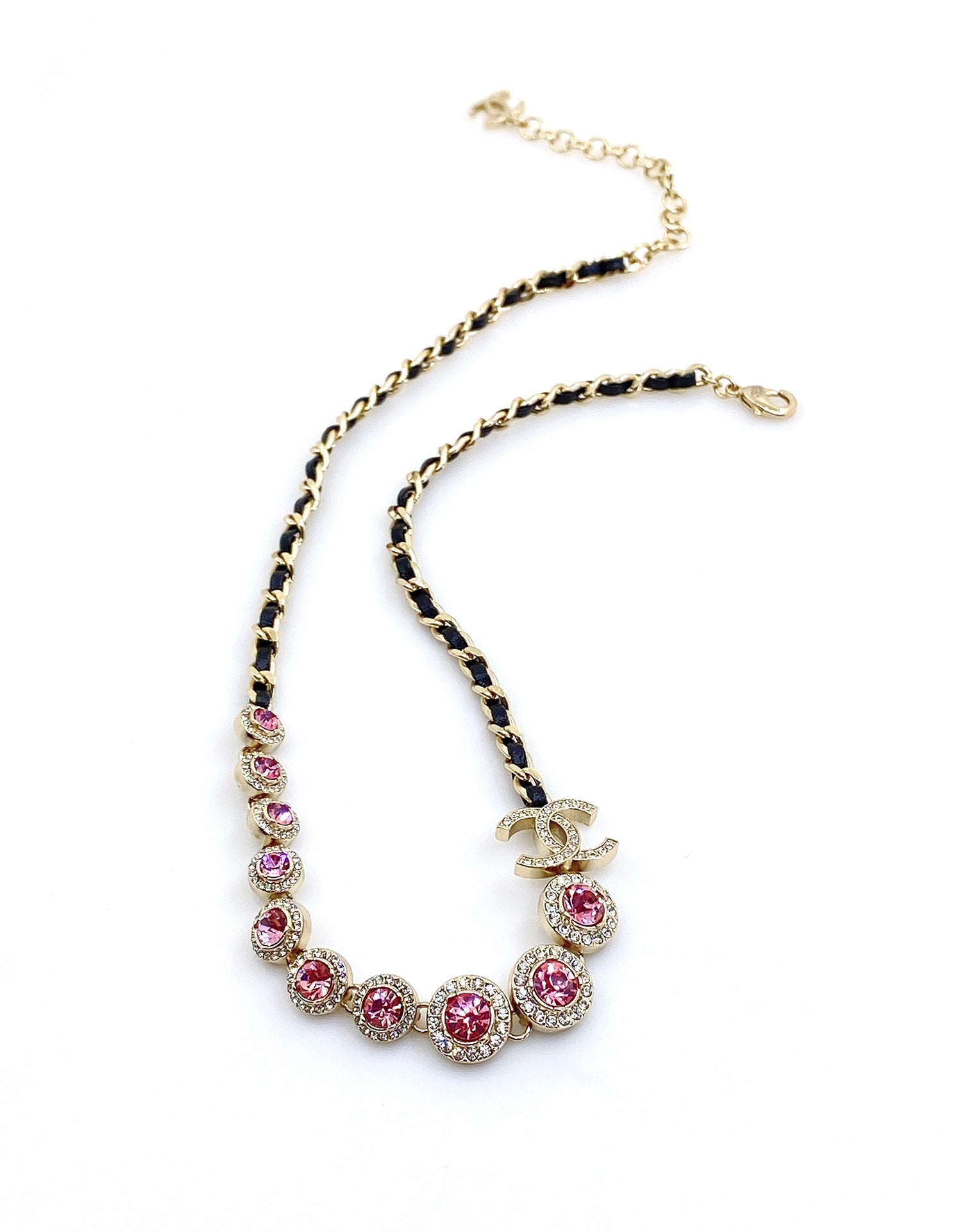 18K  Chanel Leather Choker Necklace