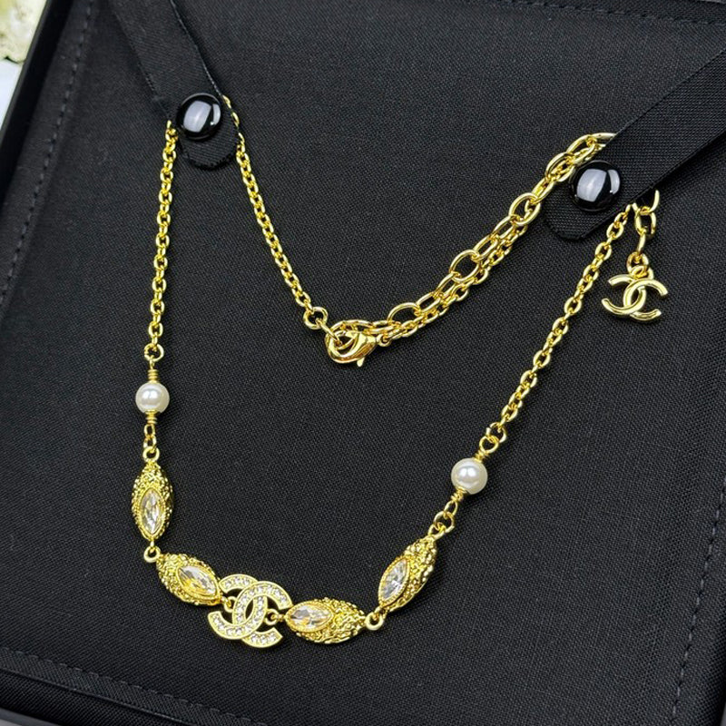 18K  Chanel 26C Crystal Gold Necklace