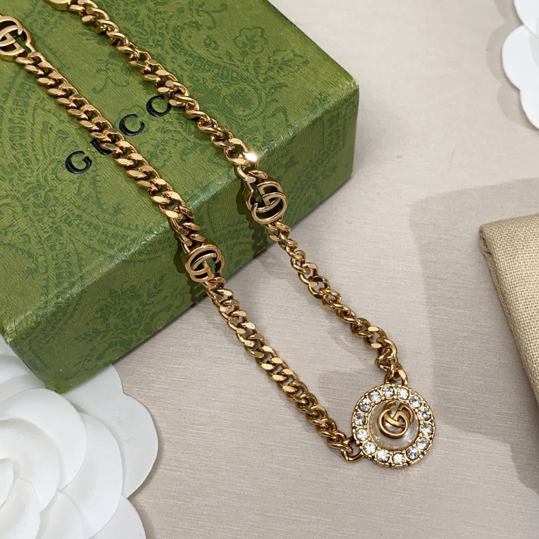 18K Double Gucci Flower Necklace
