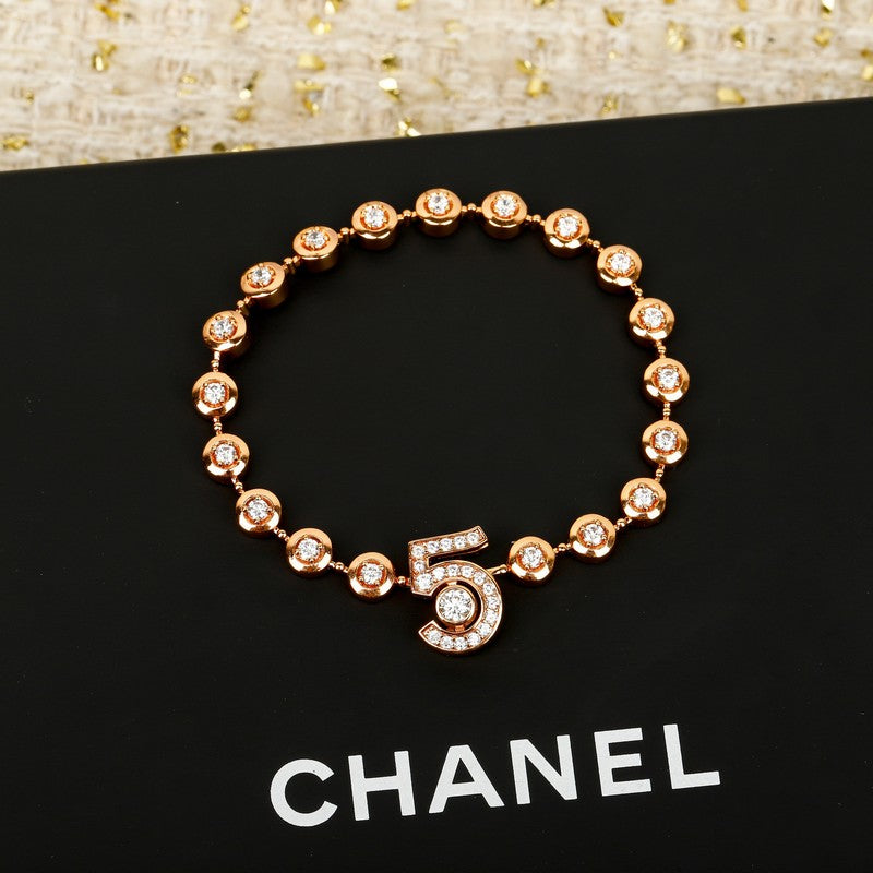 18K  Chanel NO.5 Diamond Gold Bracelet