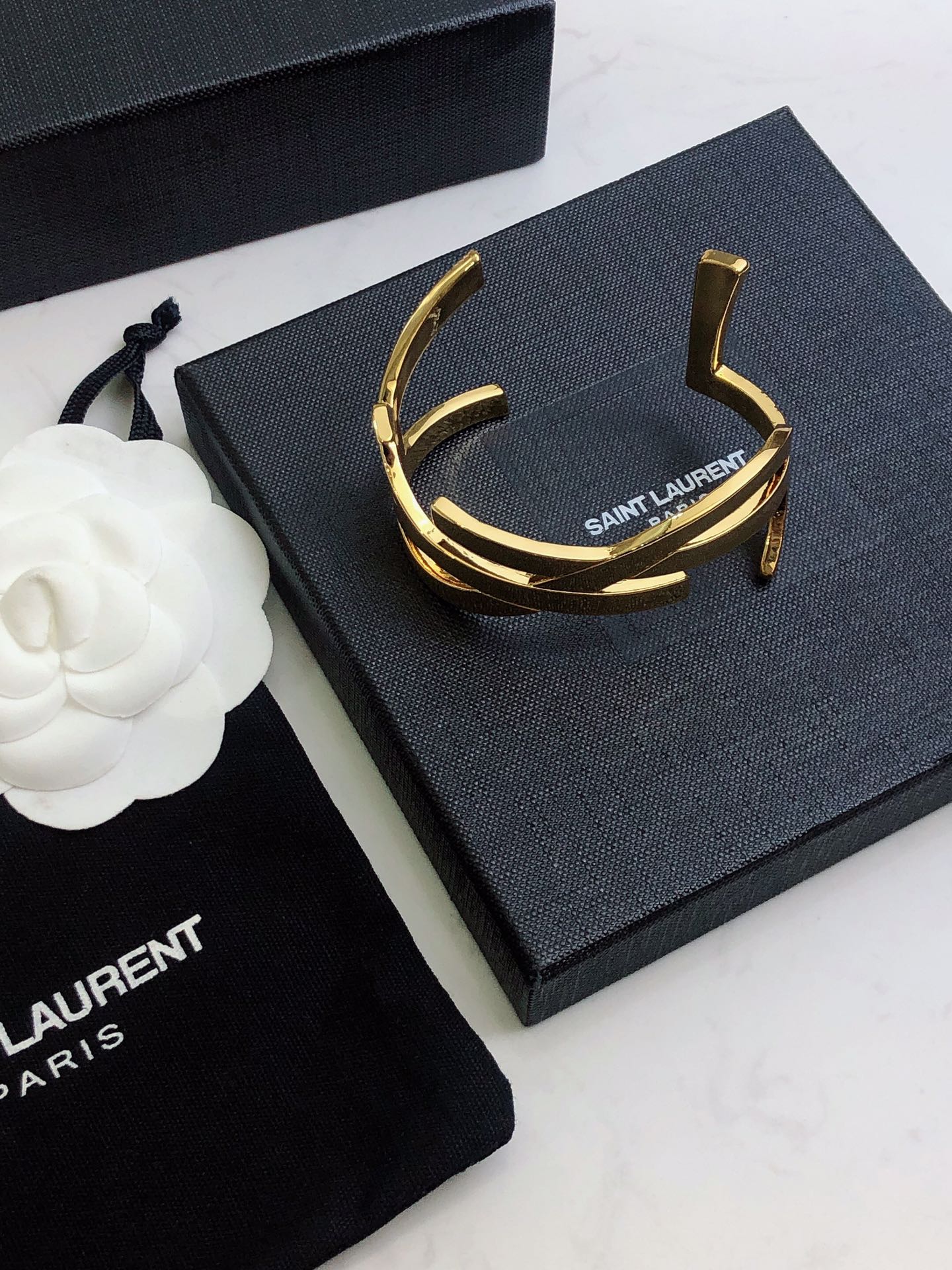 18K YSL Monogram Cuff Bracelet