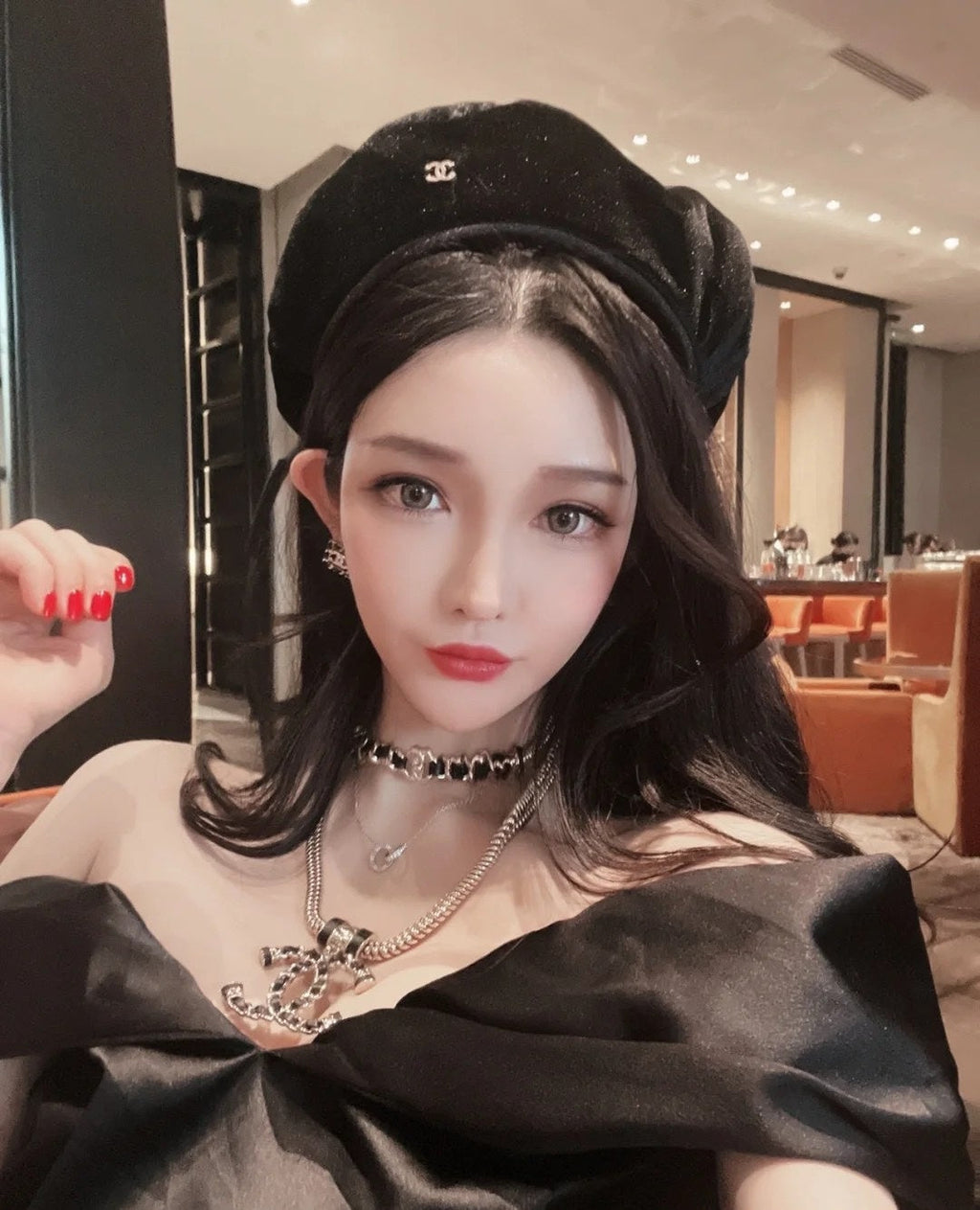 18K  Chanel Leather Chain Necklace