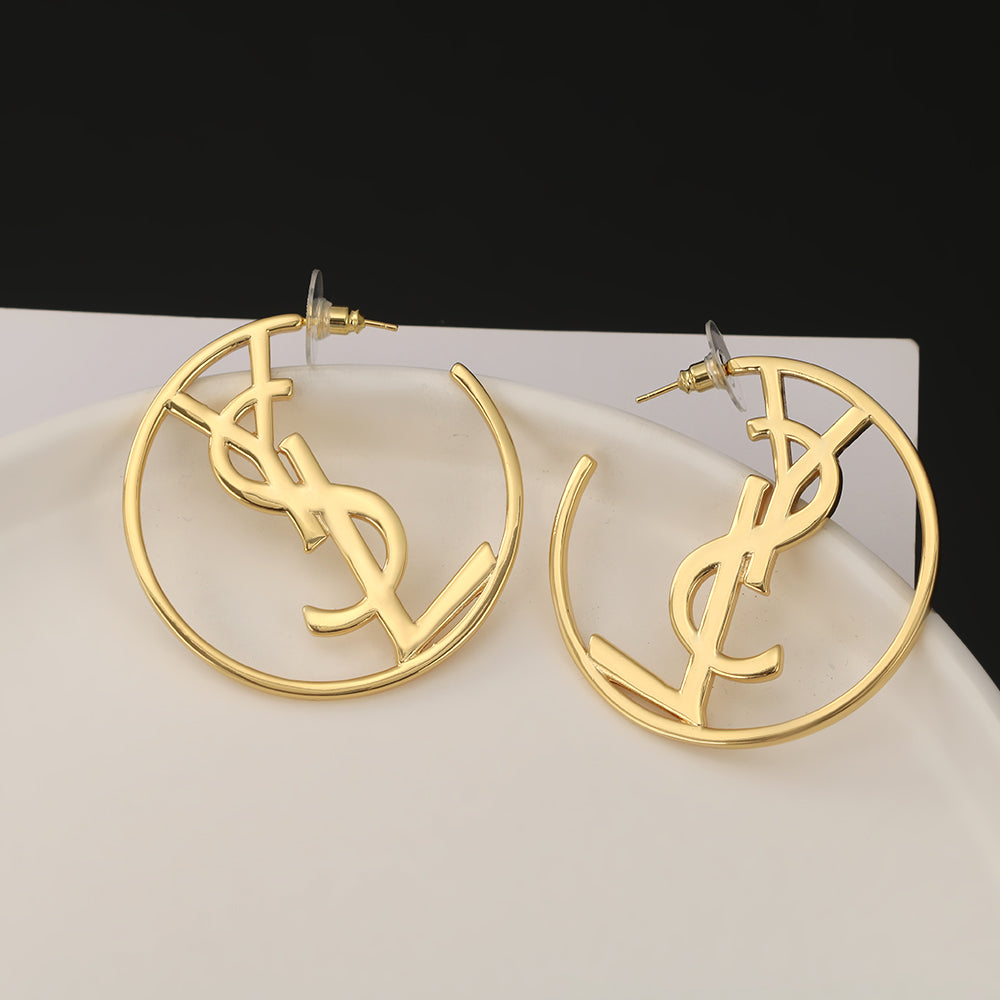 18K YSL Monogram Earrings