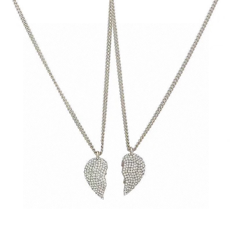 18K Balenciaga Lovelock Set Of Two Silver-tone Crystal Necklaces