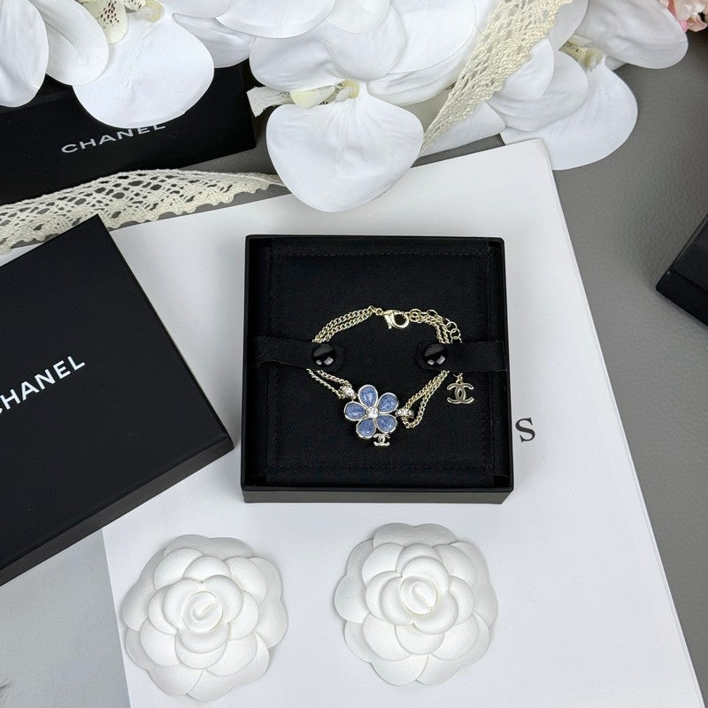 18K  Chanel 26C Blue Flower Diamond Bracelet