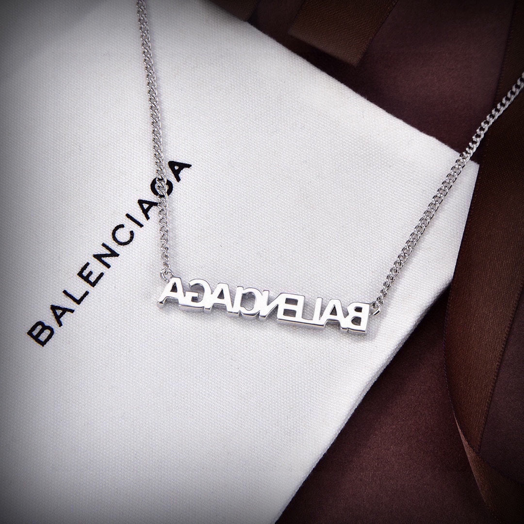 18K Balenciaga Typo Crystals Necklace
