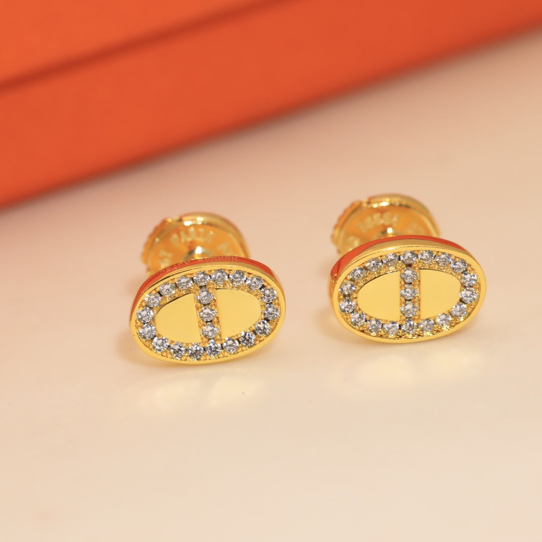18K Mini Farandole Diamond Hermes Earrings