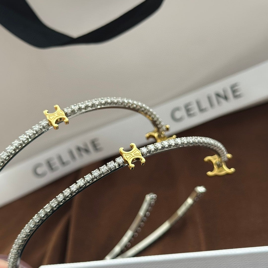 18K Celine Gourmette Crystals Earring