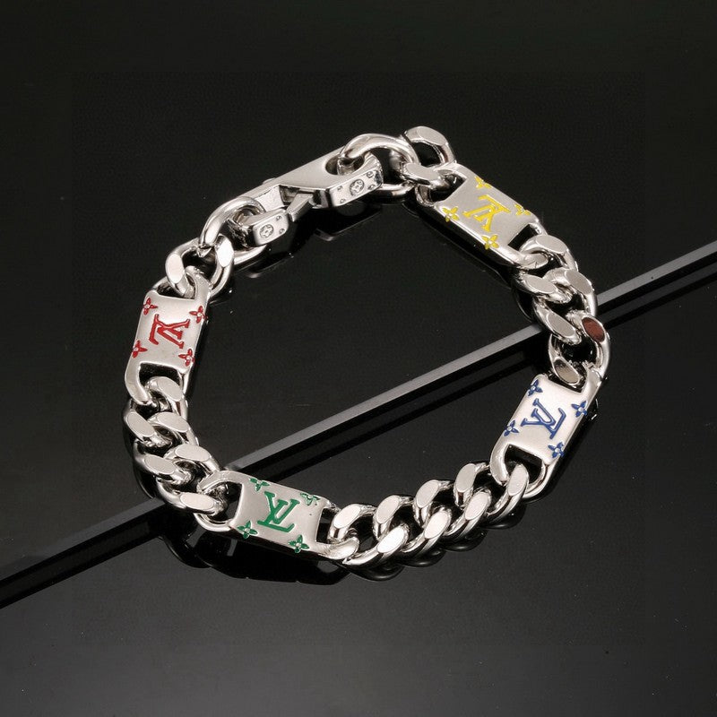 18K Louis Vuitton Monogram Color Logo Chain Bracelet