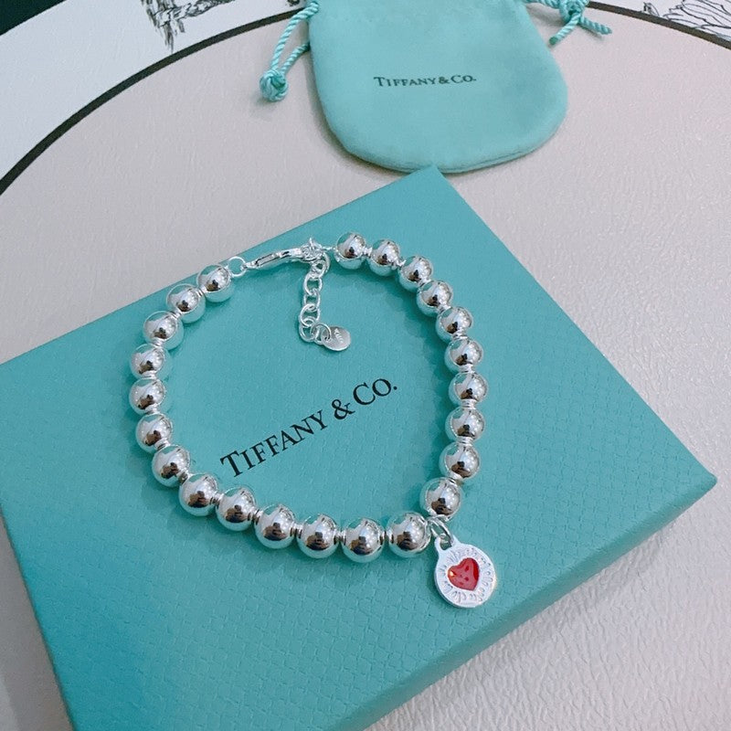 18K Return to Tiffany Red Heart Bead Bracelet
