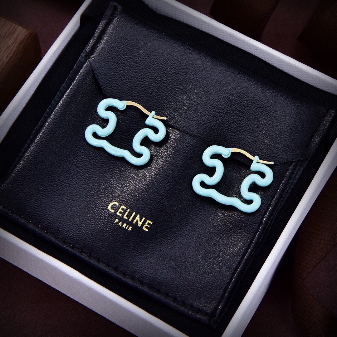 18K Celine Color Resin Earrings