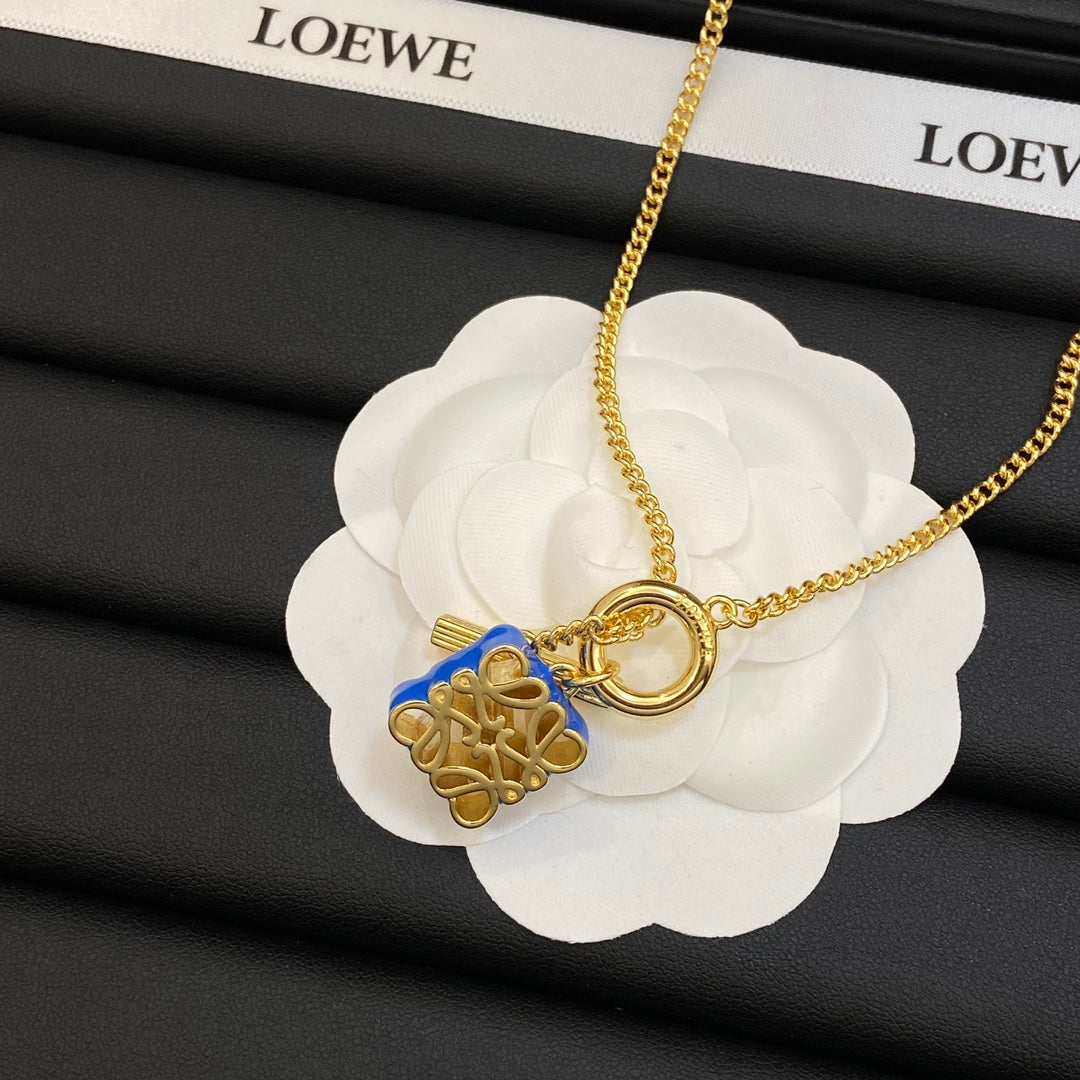 18K LOEWE Anagram Pendant Necklace