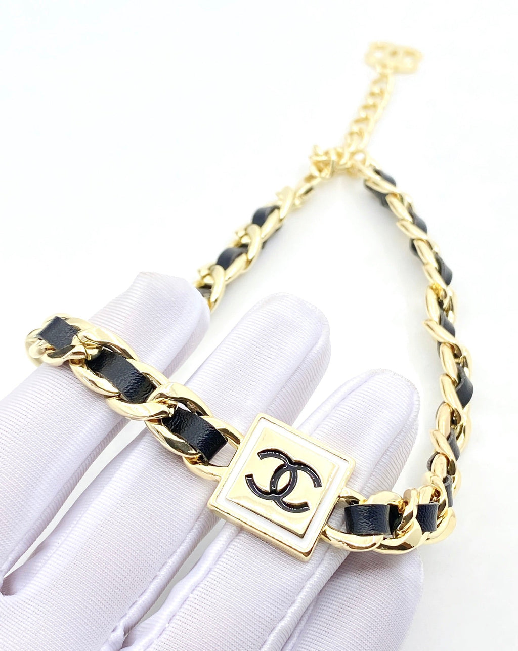 18K  Chanel Leather Necklace