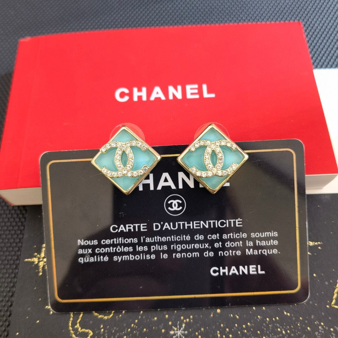 18K  Chanel Blue Resin Earrings