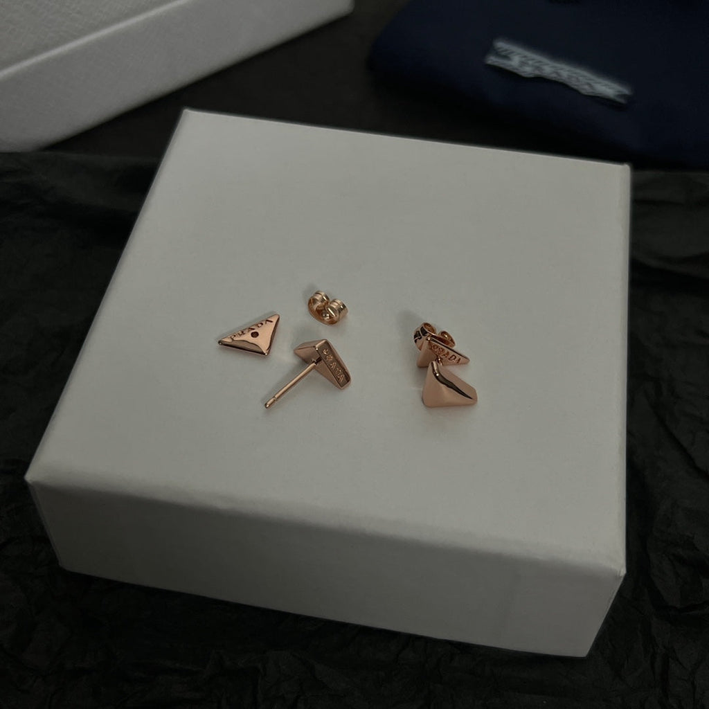 18K Prada Triangle Earrings