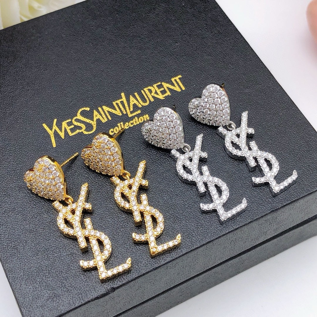 18K YSL Heart Diamonds Earrings