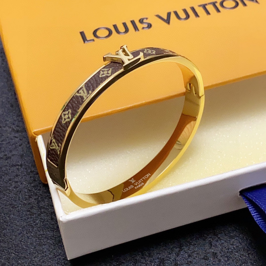 18K Louis Vuitton Leather Vintage Bracelet