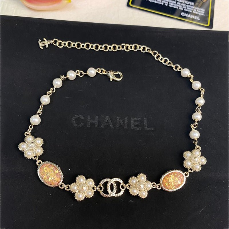 18K  Chanel Black & Orange Crystal Choker Necklace