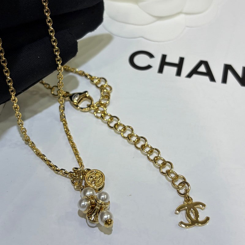18K  Chanel 26P Grape Pearl Gold Necklace
