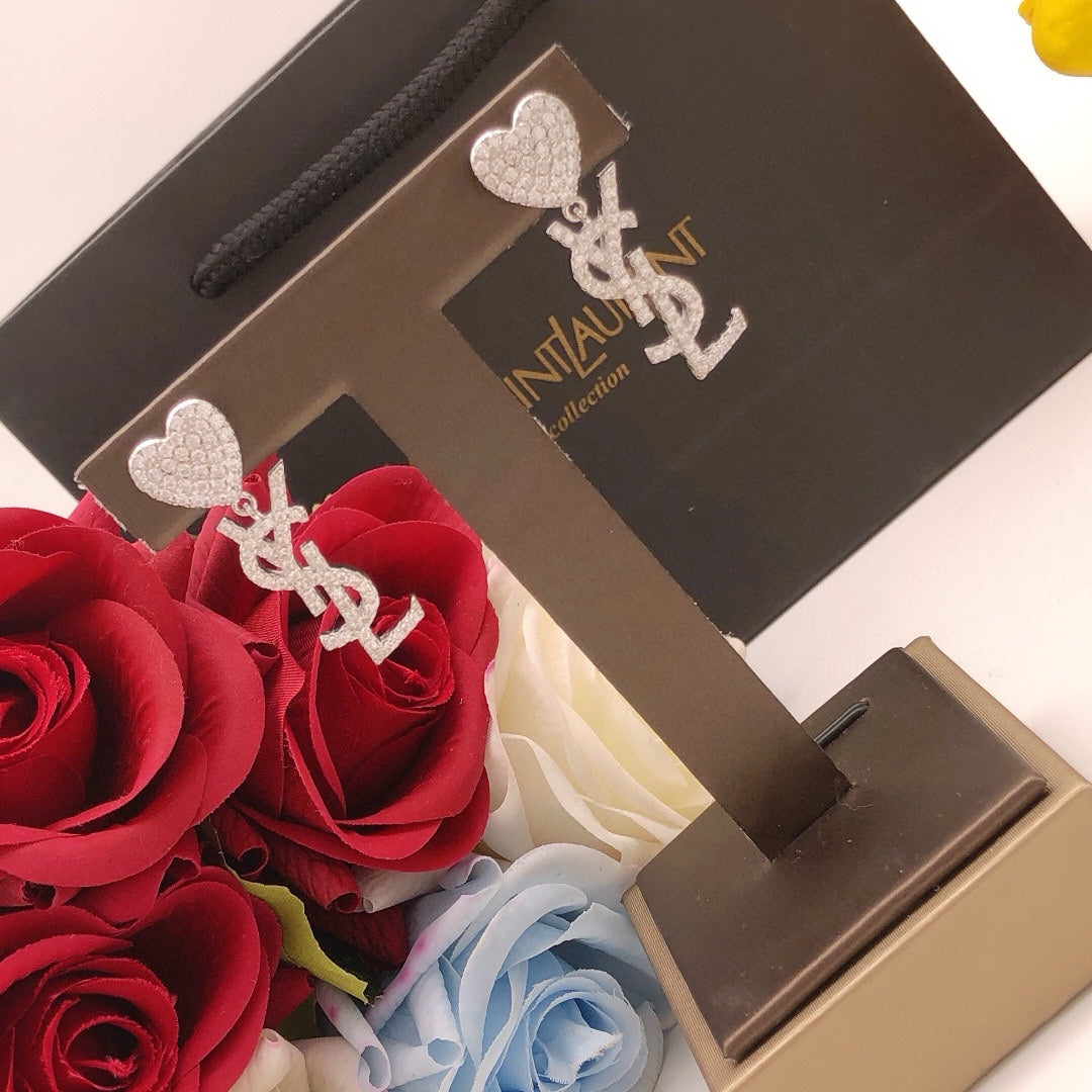 18K YSL Heart Diamonds Earrings