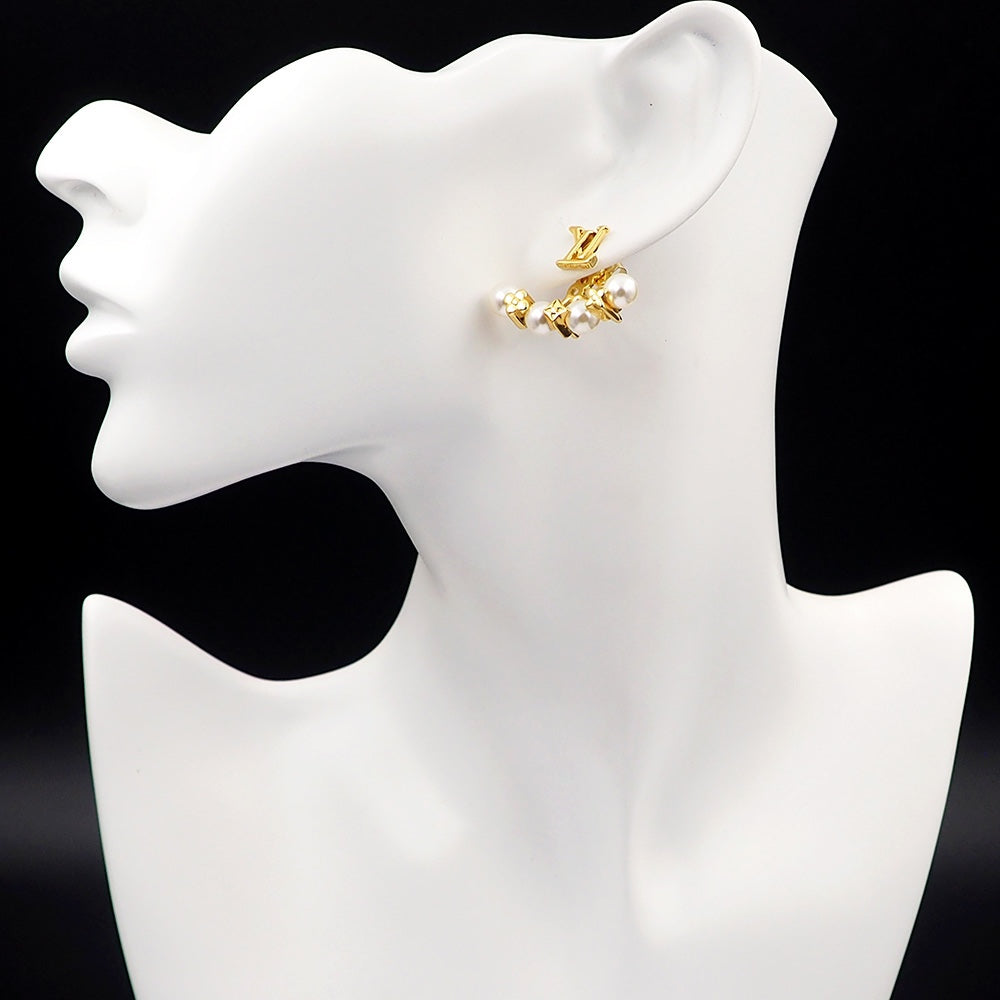18K Louis Vuitton Monogram Pearls Earrings