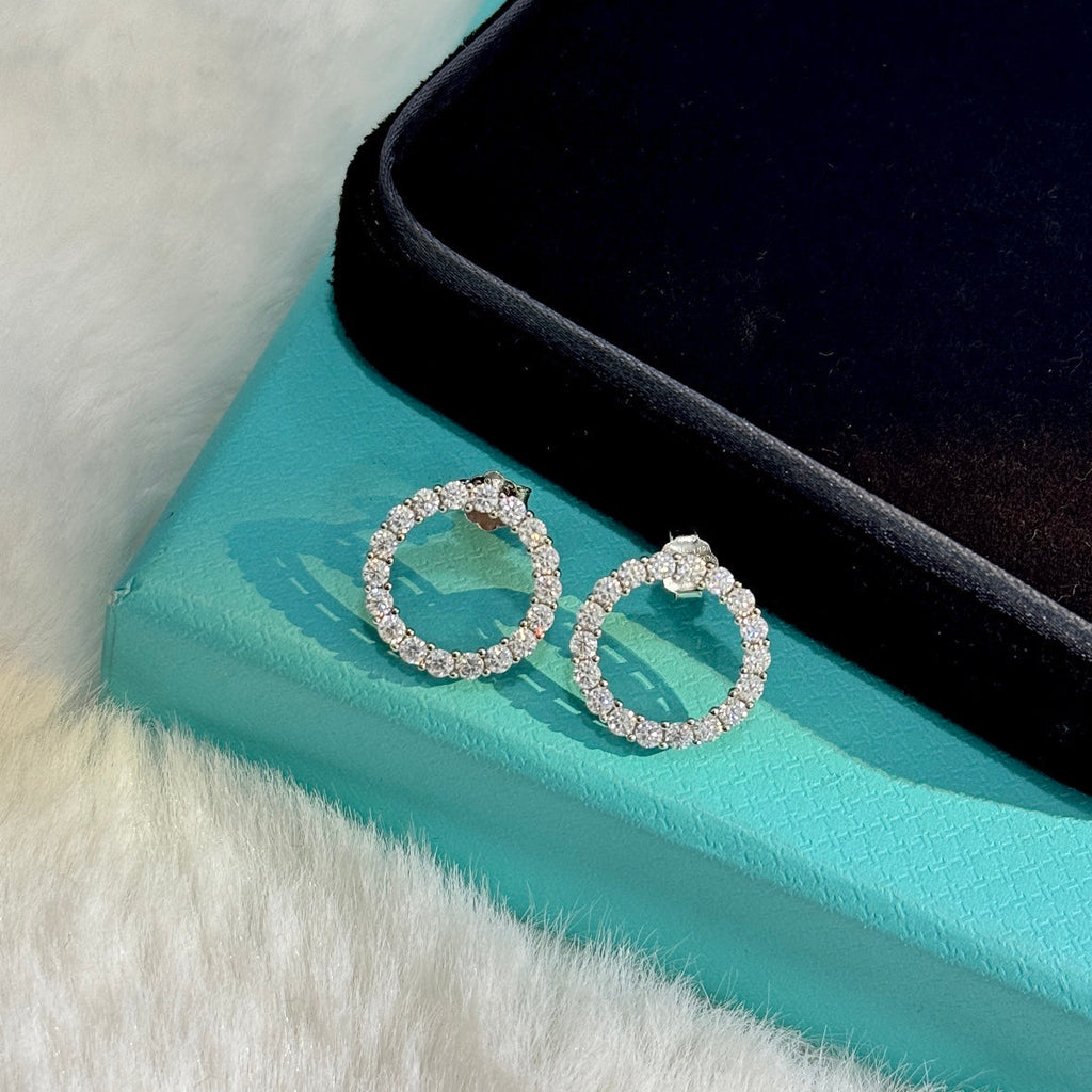 18K Tiffany Circle Diamonds Earrings