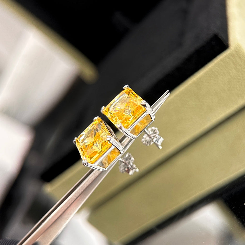 18K Tiffany Yellow Crystal Earrings