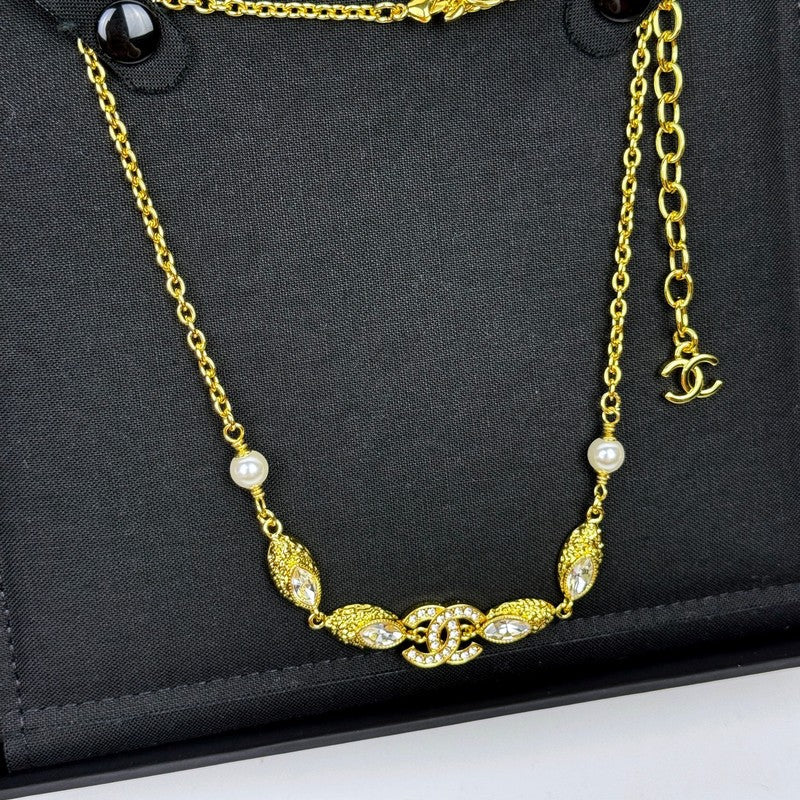 18K  Chanel 26C Crystal Gold Necklace