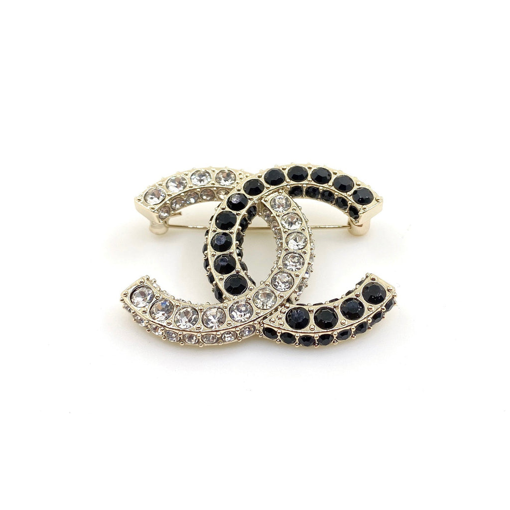 18K  Chanel Black & White Crystals Brooch