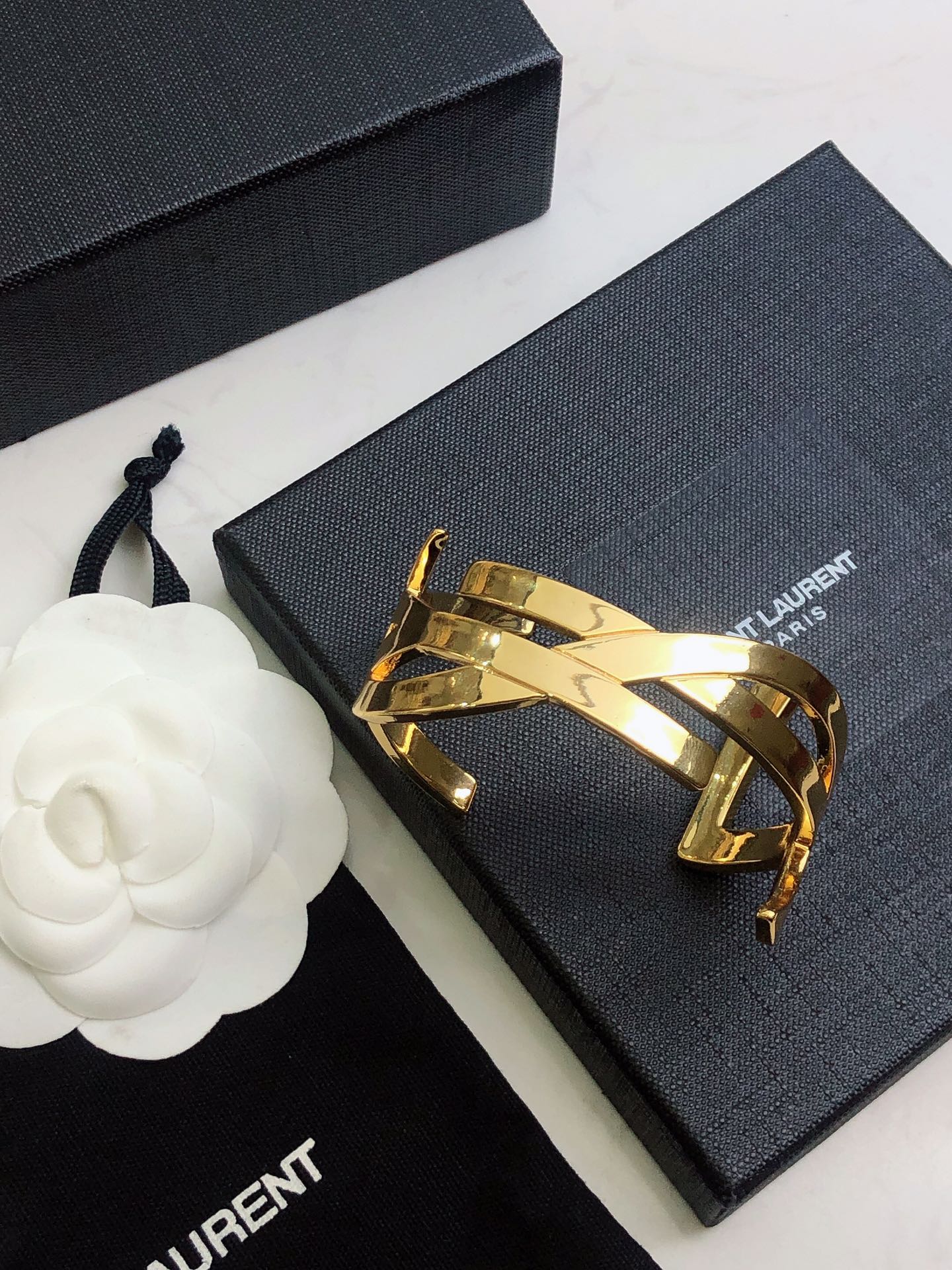 18K YSL Monogram Cuff Bracelet