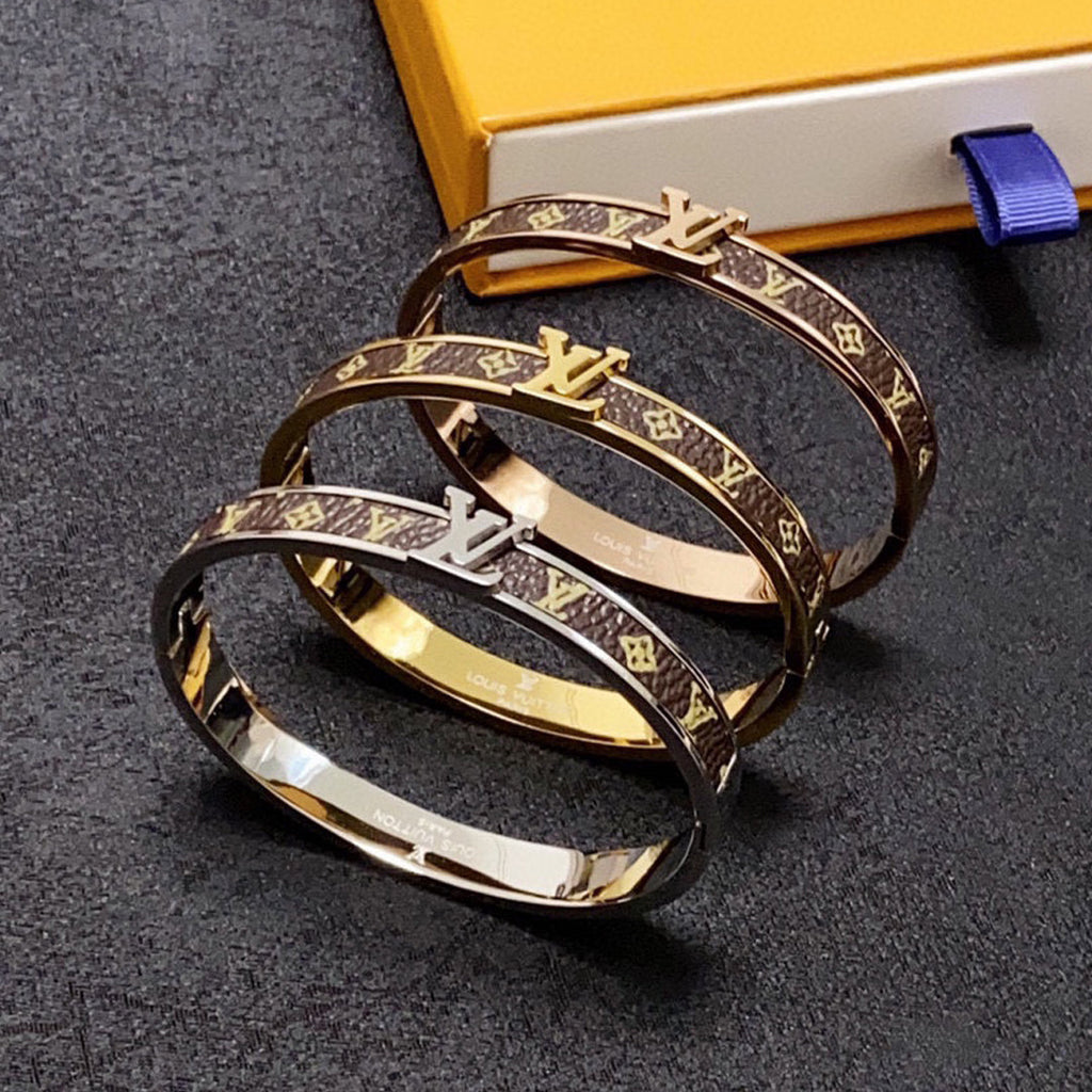 18K Louis Vuitton Leather Vintage Bracelet