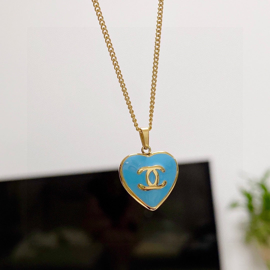 18K  Chanel Blue Heart Necklace