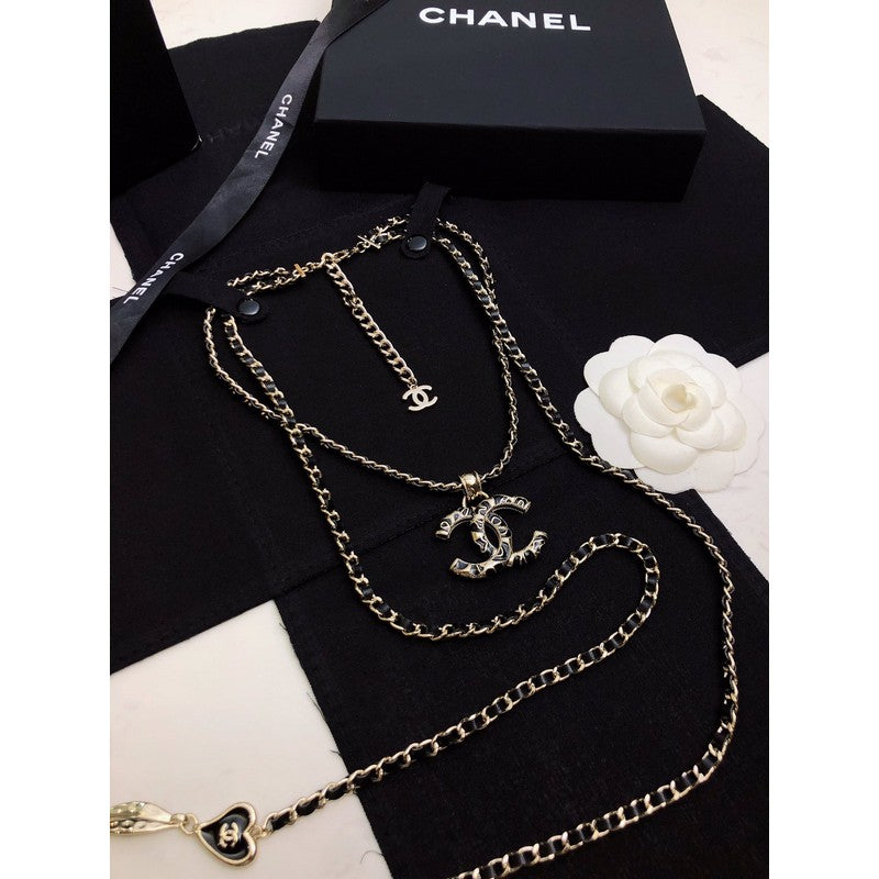 18K  Chanel Long Leather Necklace