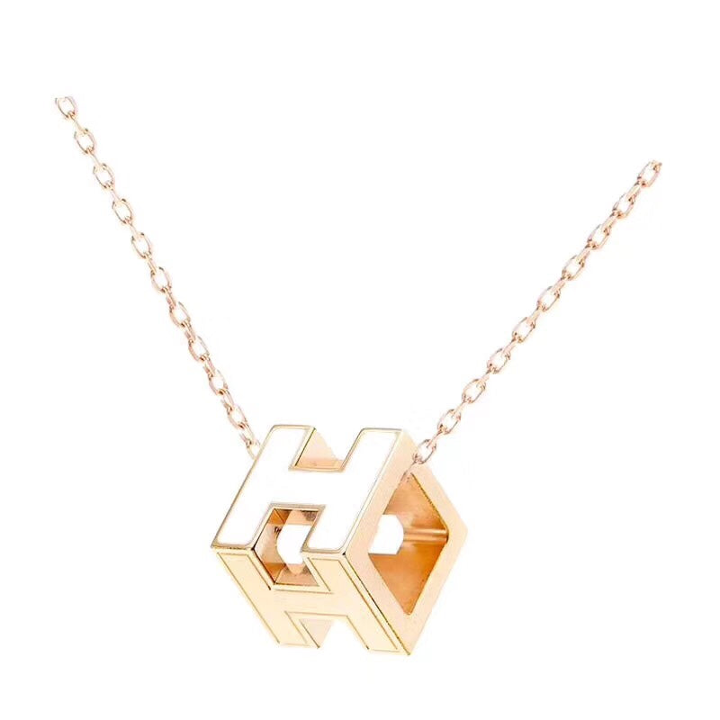 18K Cage D'H White Hermes Necklace