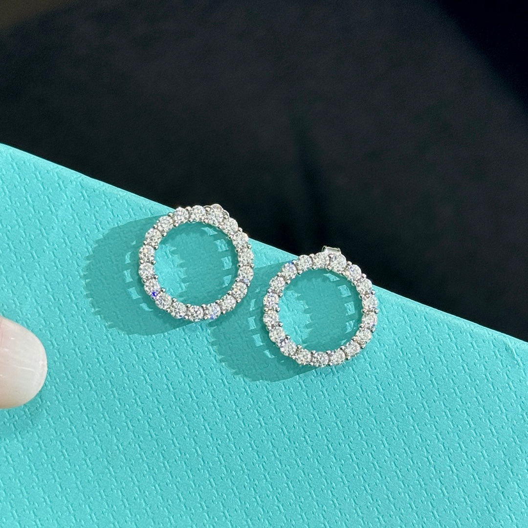 18K Tiffany Circle Diamonds Earrings