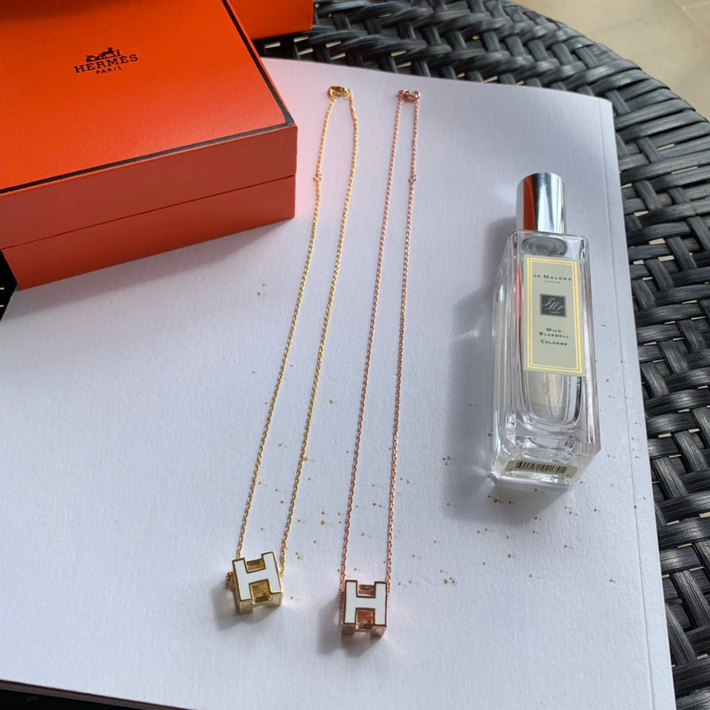 18K Cage D'H White Hermes Necklace