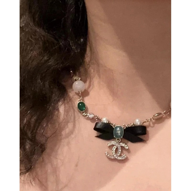 18K  Chanel Crystal Bow Necklace