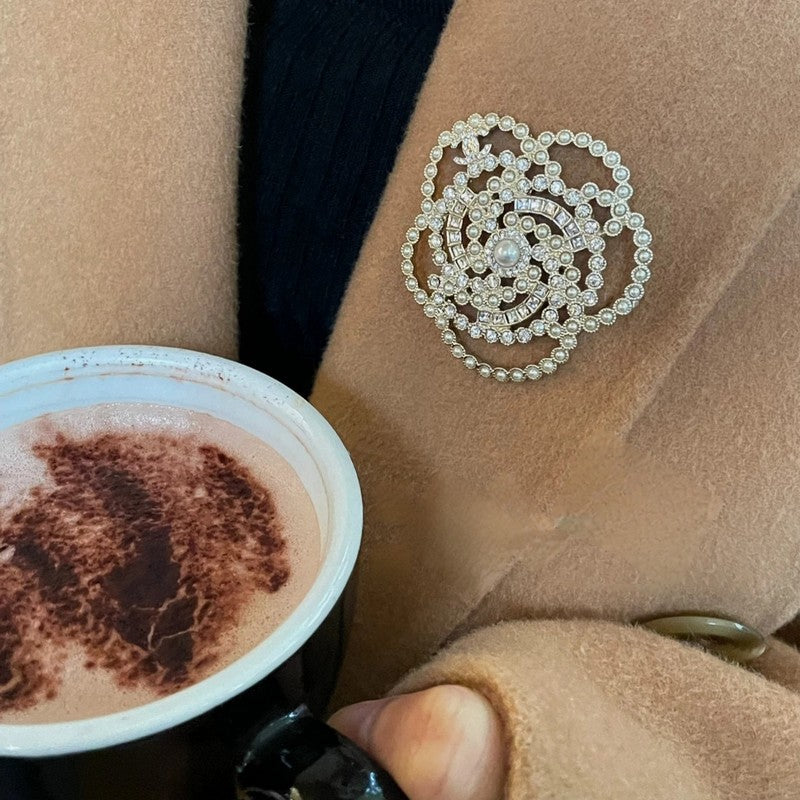 18K  Chanel Camellia Pearl Brooch