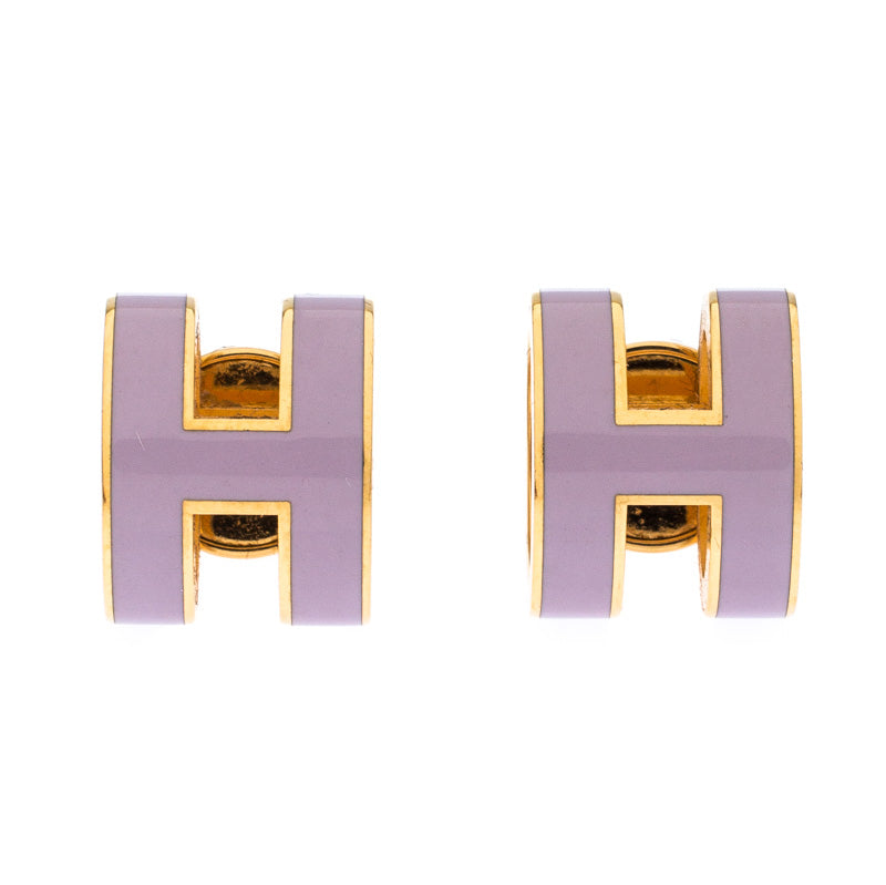 18K Mini Pop Hermes Purple Earrings