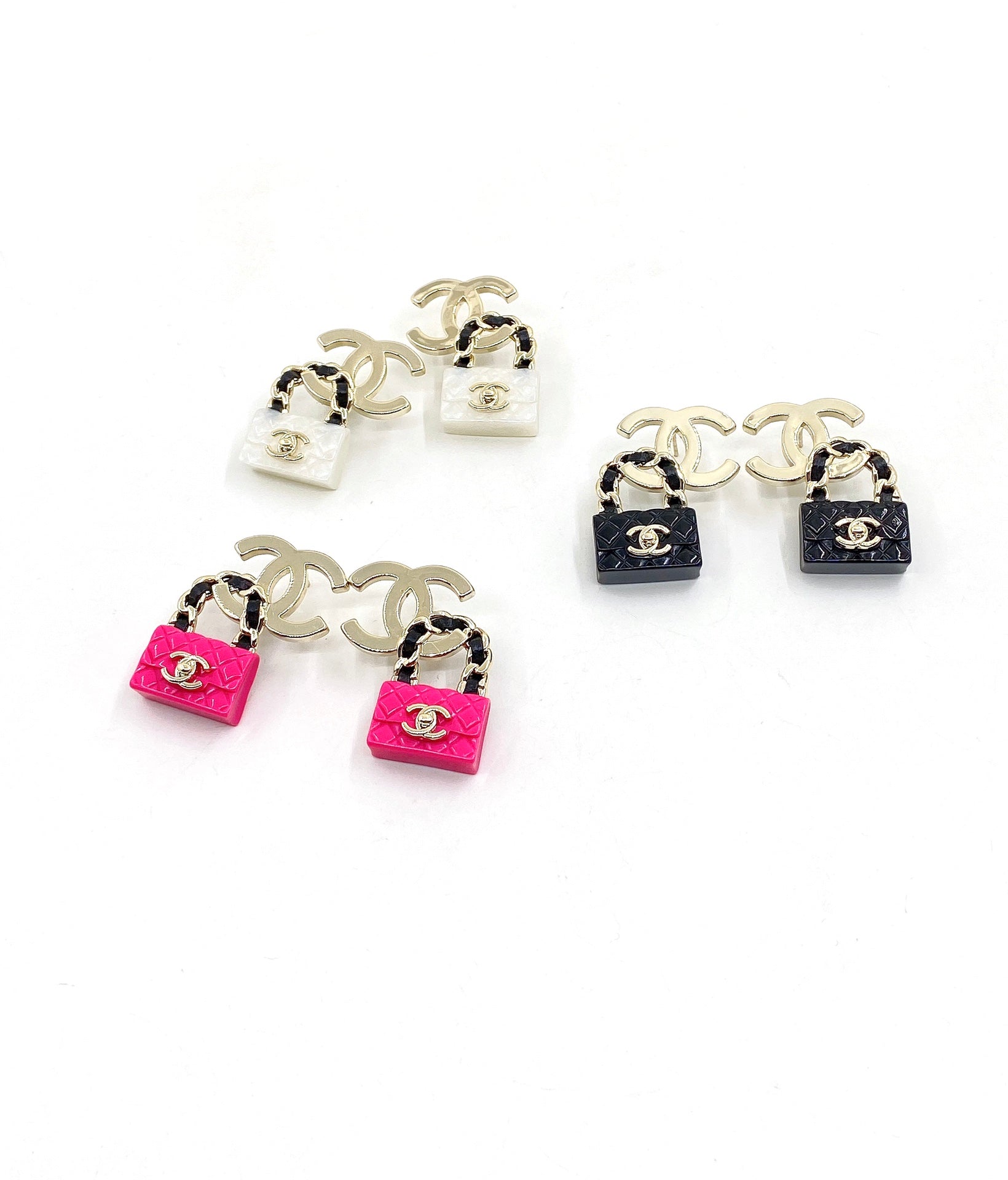 18K  Chanel Bag Drop Earrings