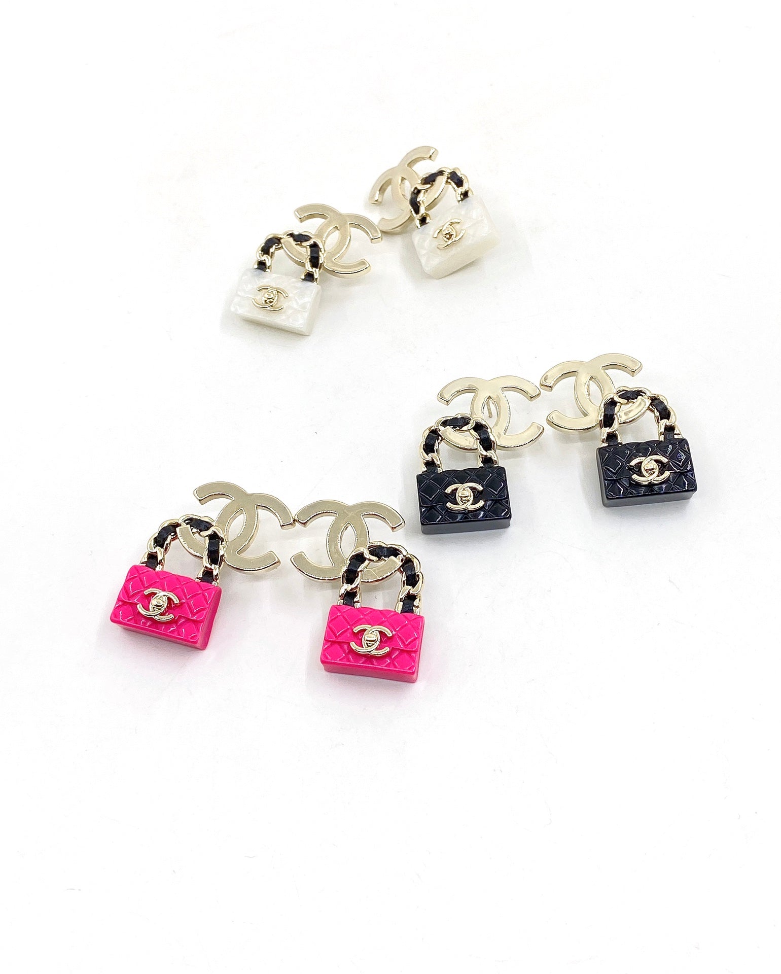 18K  Chanel Bag Drop Earrings